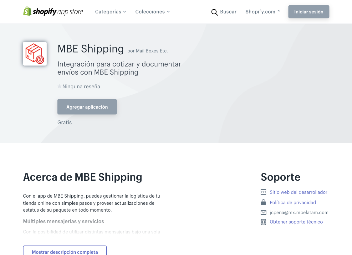 App Shopify, MBE Shipping
