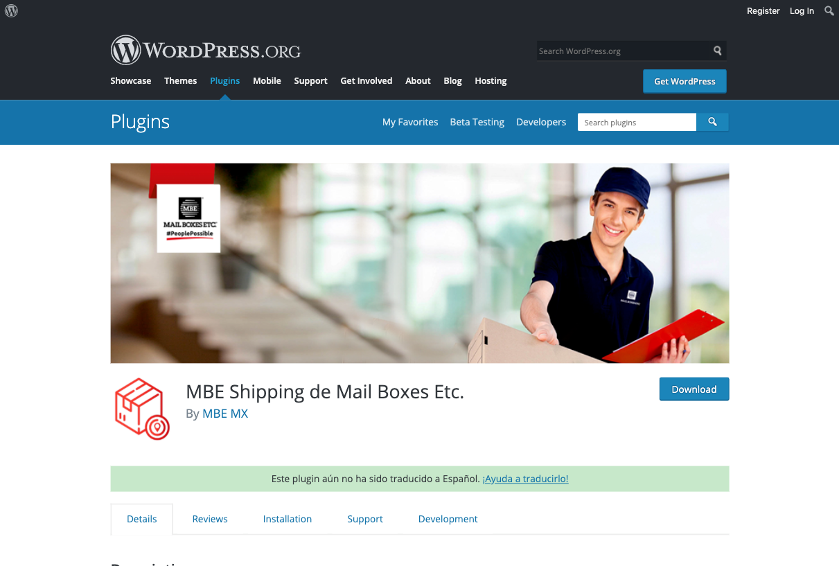 Plugin WordPress, MBE Shipping